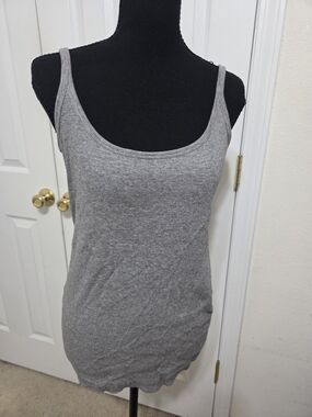 Everyday Scoop Neck Ribbed Tank Top - Gray